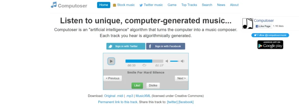 Computoser - AI music & melody generator